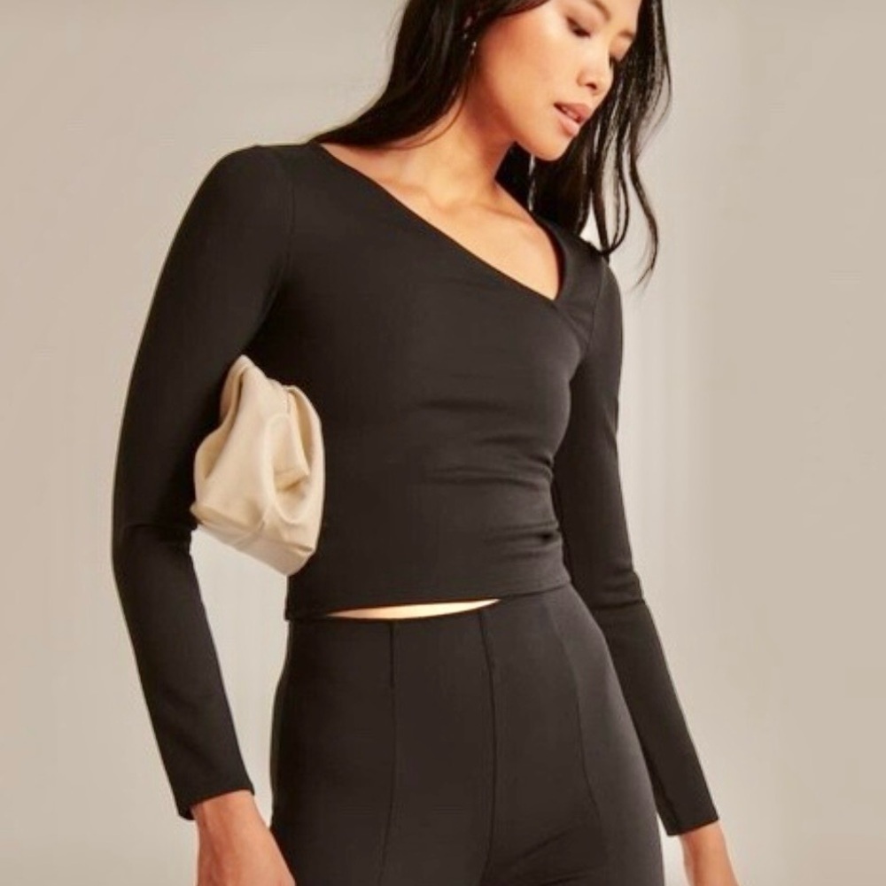 Abercrombie & Fitch Long Sleeve Asymmetrical Ponte Top